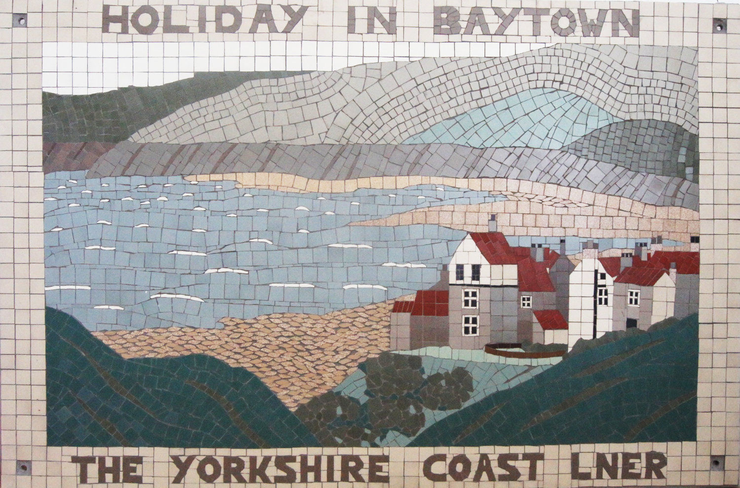 Victorian Railway Poster mosaic detail