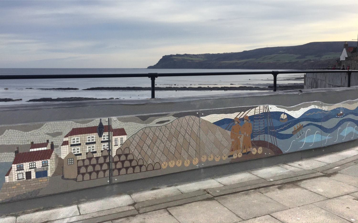 A section of the sea wall artwork